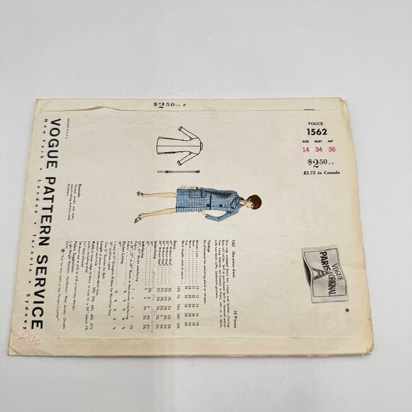 Vogue Paris Original w/Label 1960s Side Wrapped MOLYNEUX Dress Sewing Pattern 15 - Picture 5 of 9